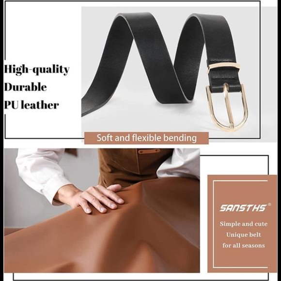 SANSTHS Women Leather belt Faux leather Chic Belt for Jeans Solid Color main image 4